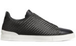 Zegna Pelletessuta Leather Triple Stitch "Black"