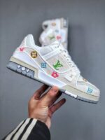 Louis Vuitton Trainer White Denim Embroidered - Image 4